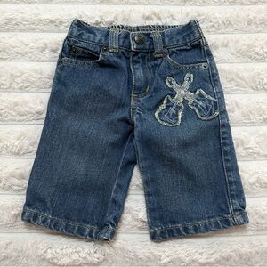 Vintage Y2K Crazy 8 Rockstar Patched Guitar Bass Baggy Jeans/Capris